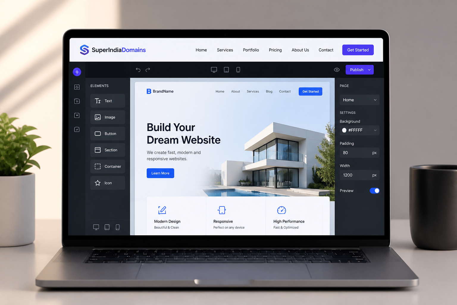 Laptop website mockup